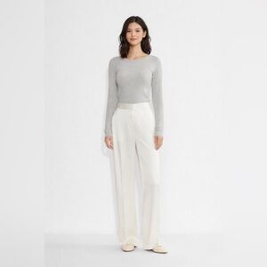Wilfred Aritzia The Limitless Pant Satin Trouser Sz 10 Light Birch White